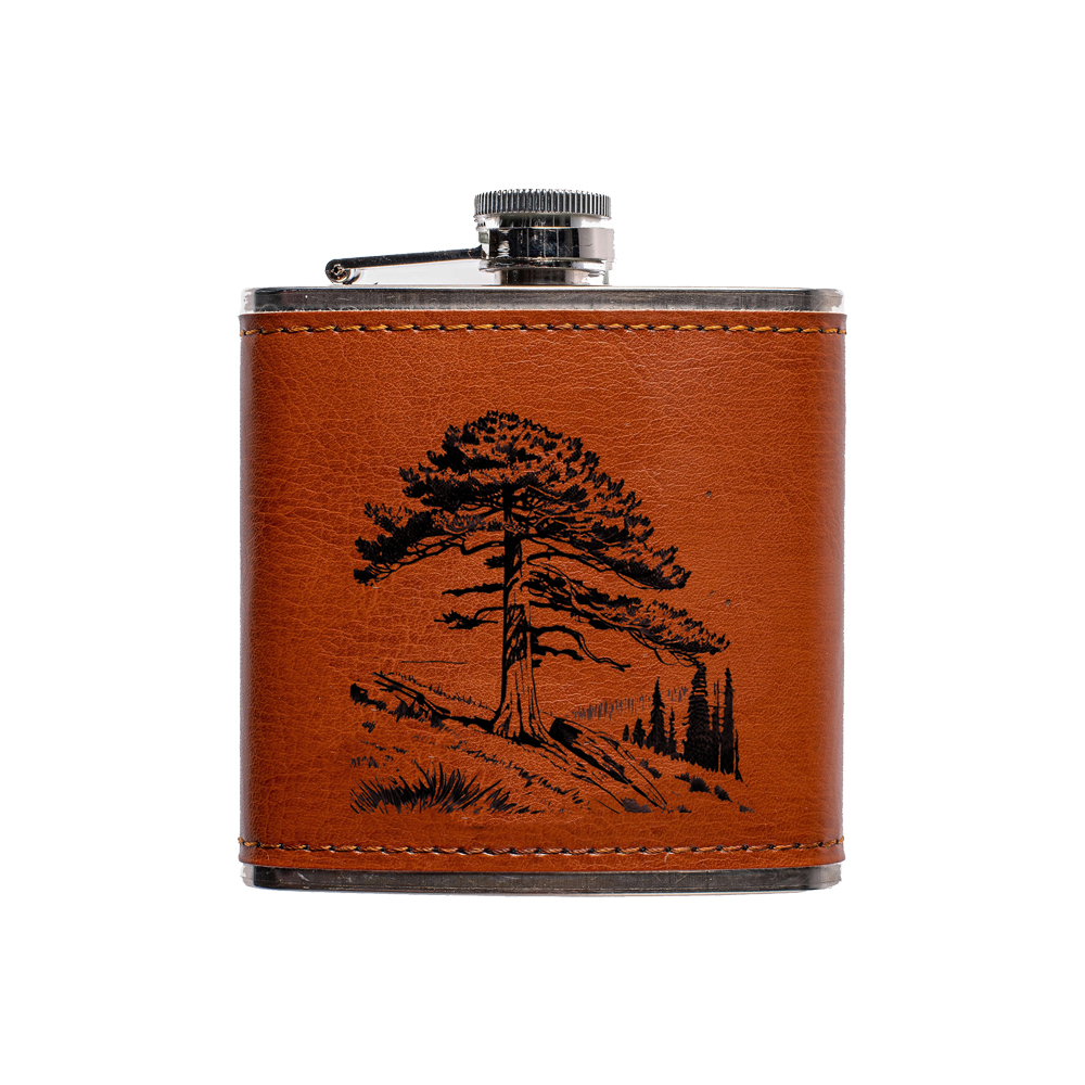 Picture of Leather Hip Flask - Red Cedar Tree