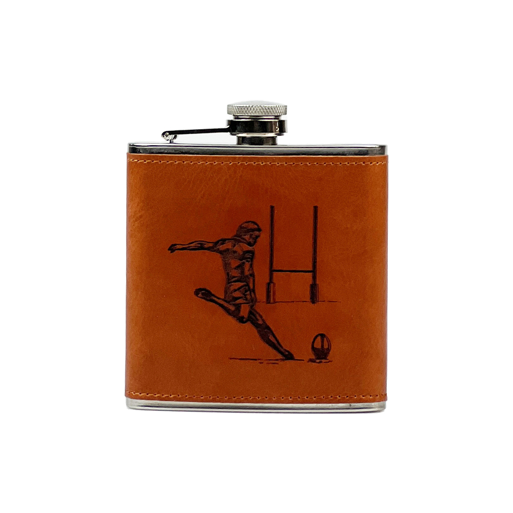 Picture of Leather Hip Flask -  Rugby