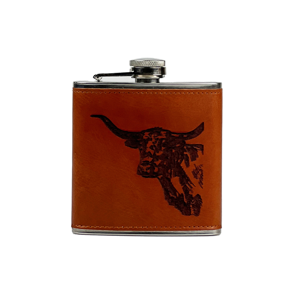 Picture of Leather Hip Flask - Texas Longhorn