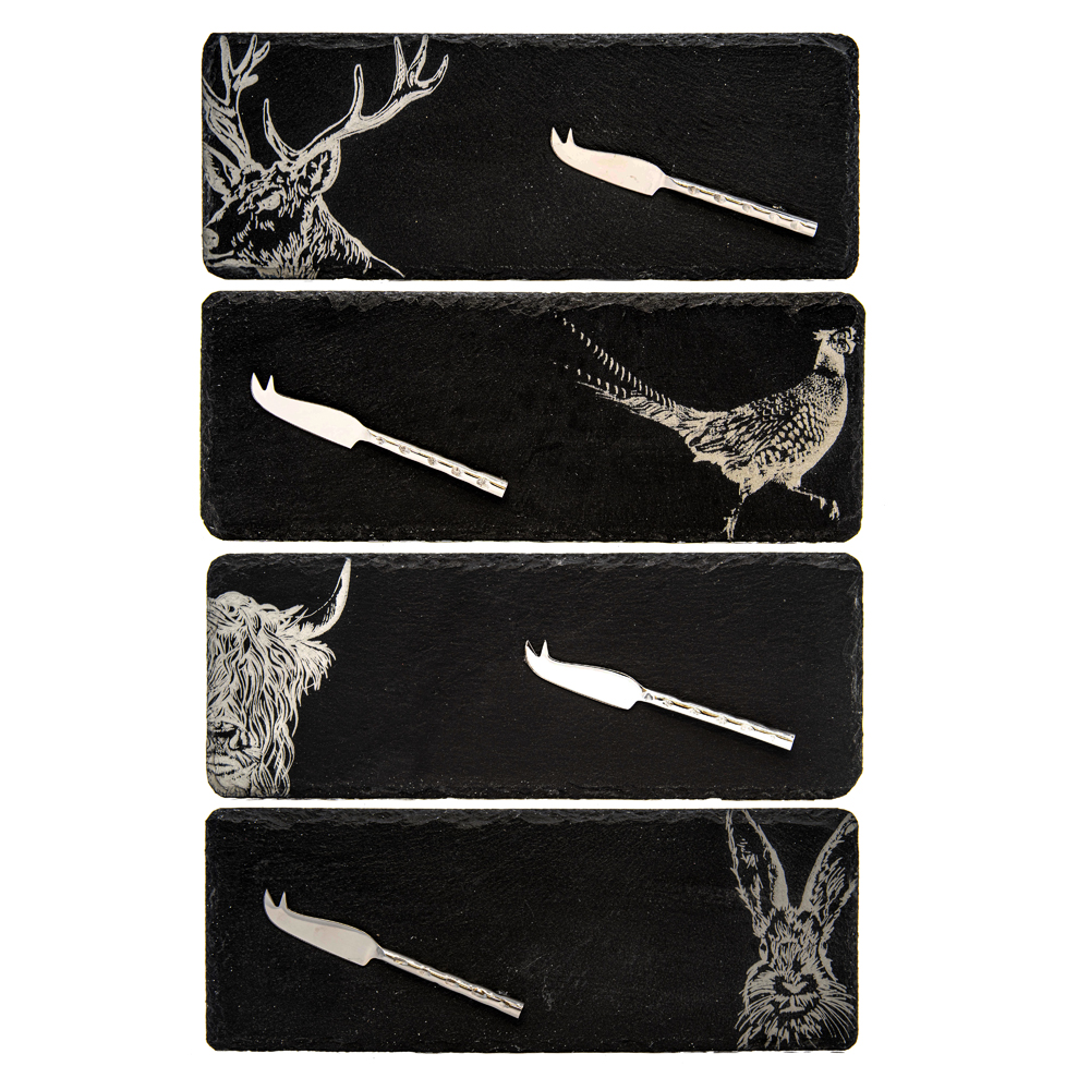 Picture of 4 Country Animals Mini Slate Cheese Board & Knife