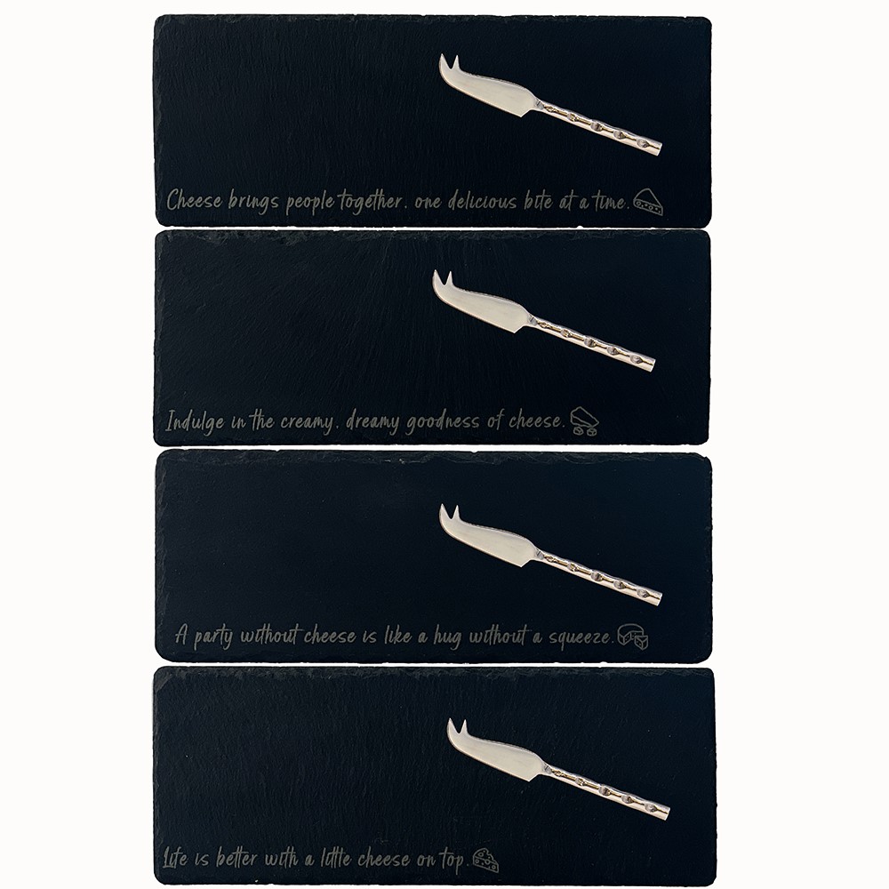 Picture of 4 Mini Slate Cheese Board & Knive Sets - Cheese Sa