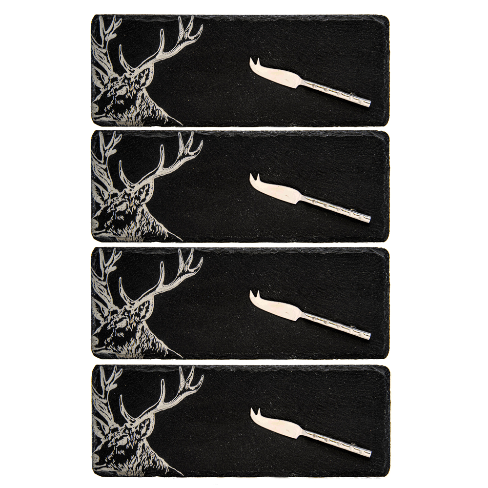 Picture of 4 Stag Mini Slate Cheese Board & Knife Sts