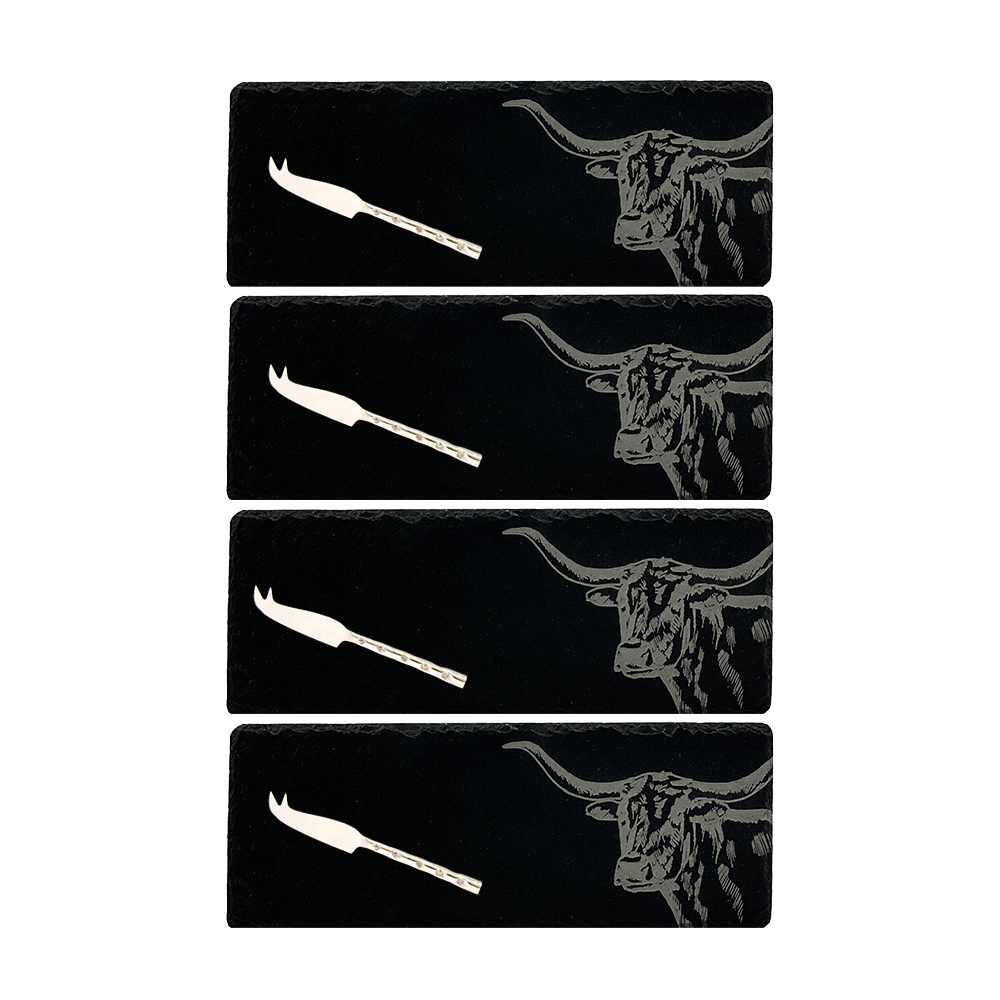 Picture of 4 Mini Slate Cheese Board & Knife Sets - Texas Lon