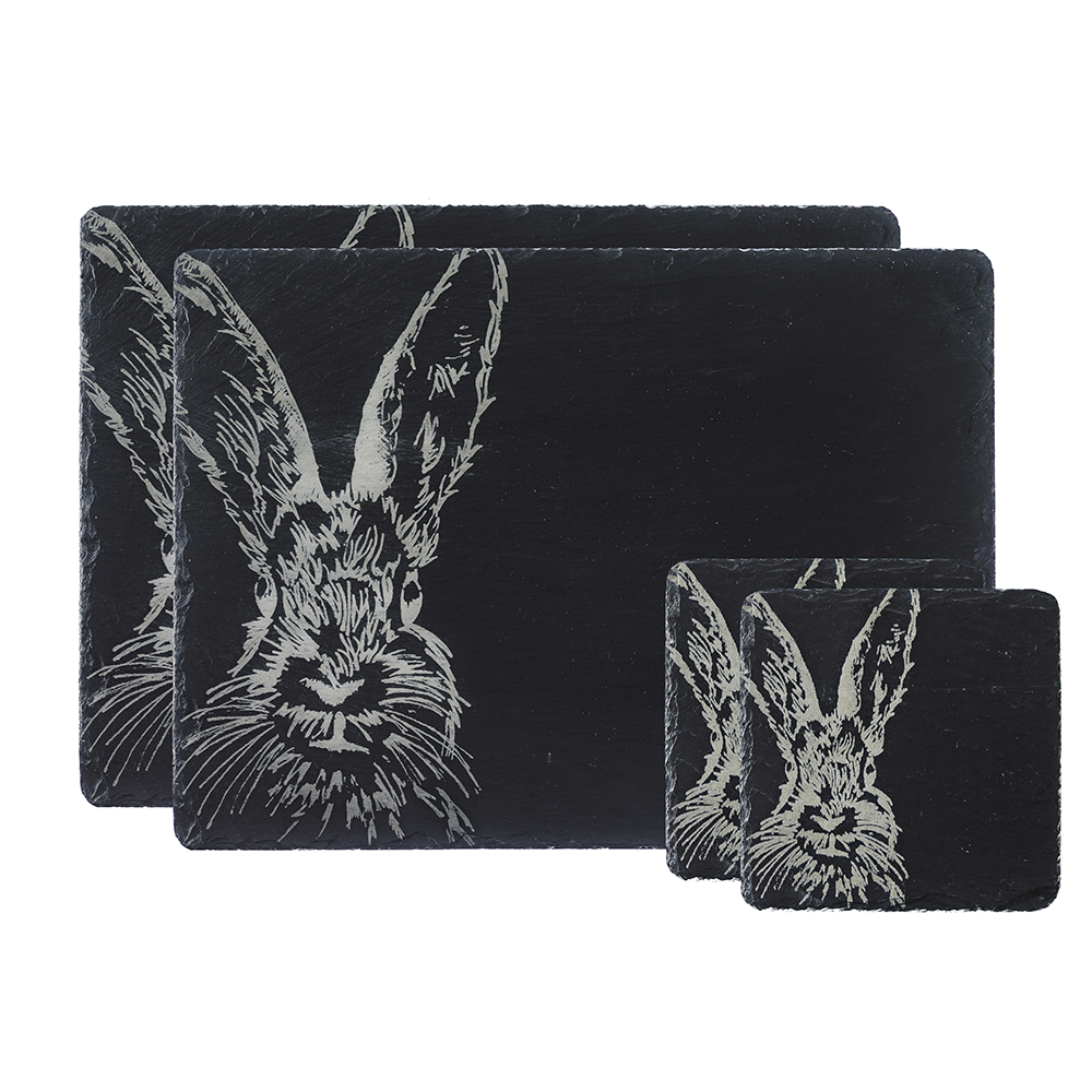 Picture of 2 Hare Slate Coasters & Place Mats