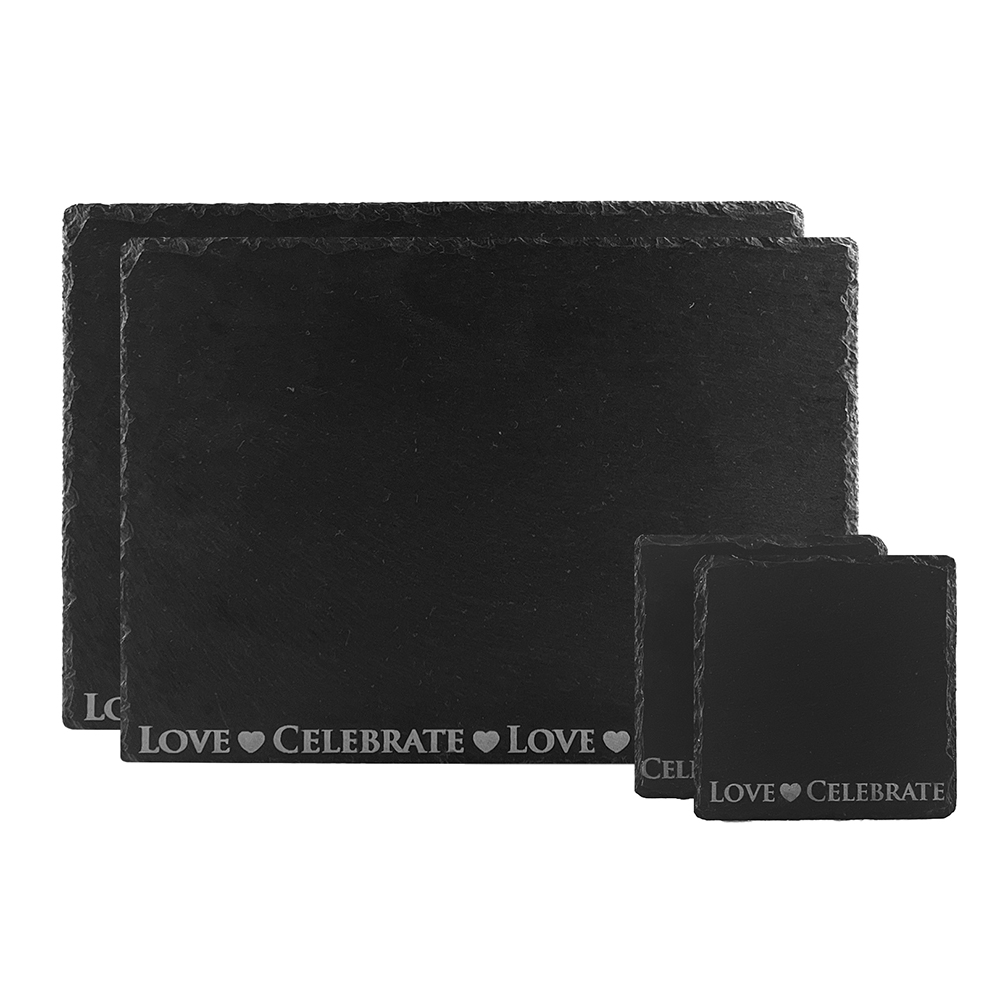Picture of 2 Love & Celebrate Slate Coaster & Place Mats