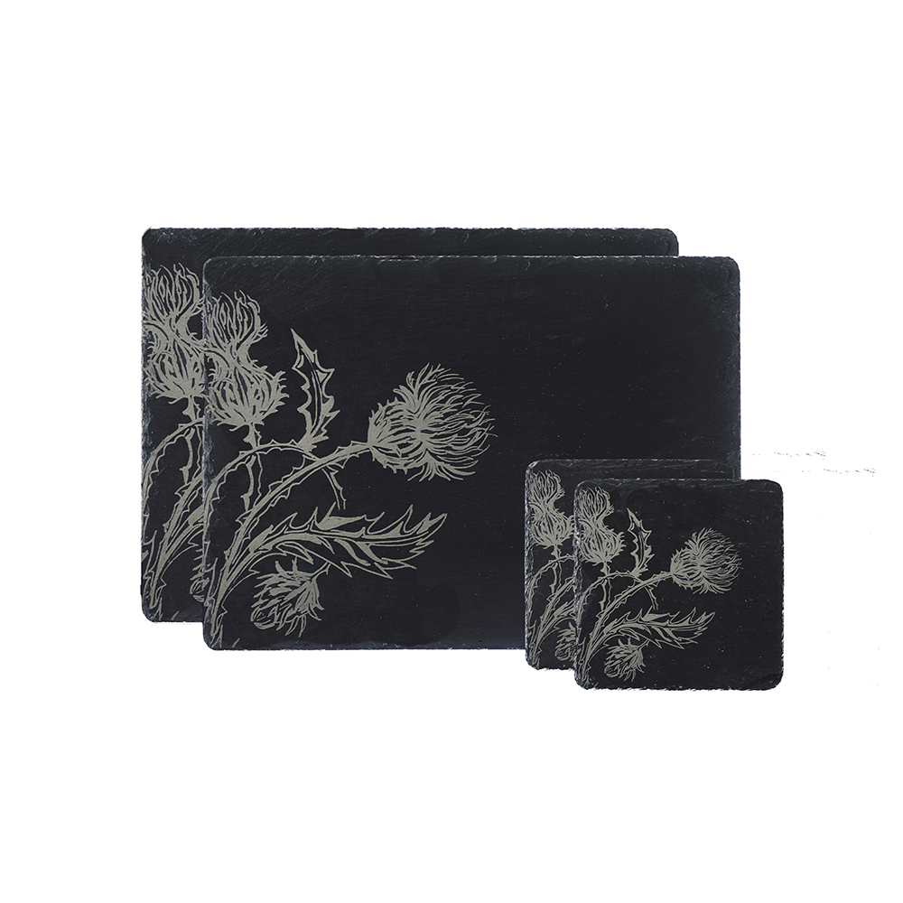 Picture of Slate Place Mat & Coaster Set  - Thistle Trio