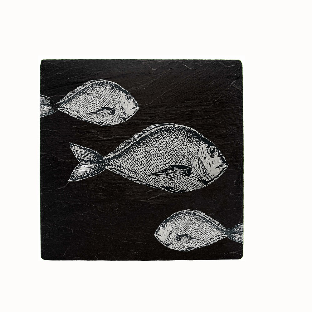 Picture of Slate Pot Stand - Fish Repeat