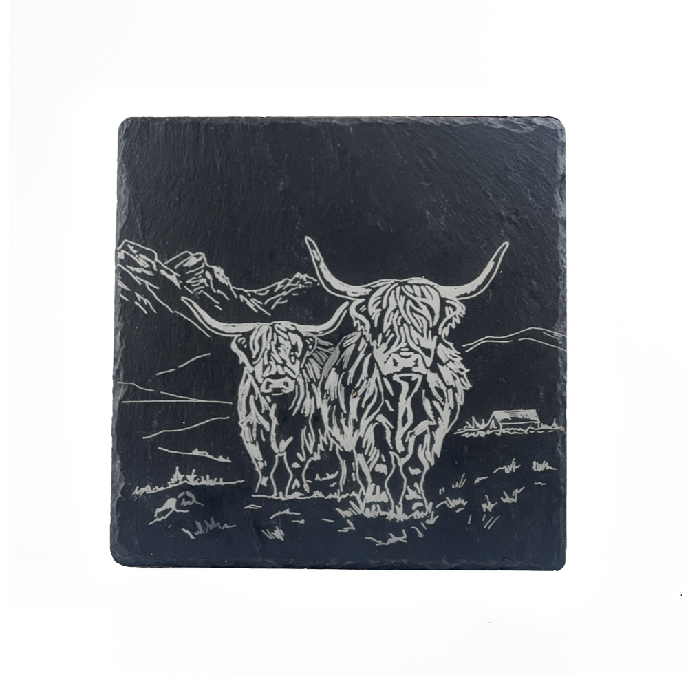 Picture of Slate Pot Stand -  Scenic Highland Cow