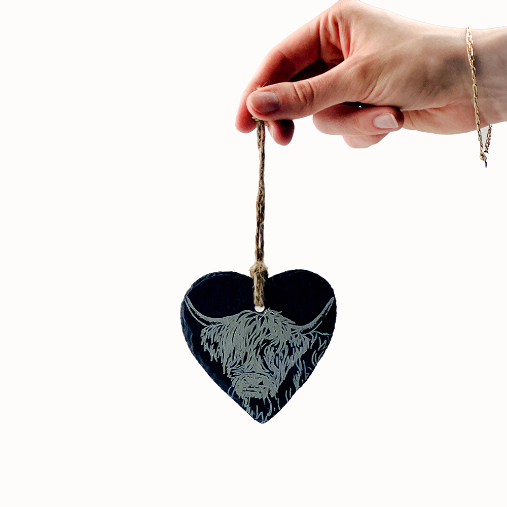 Picture of Slate Decoration -Heart - Highland Cow