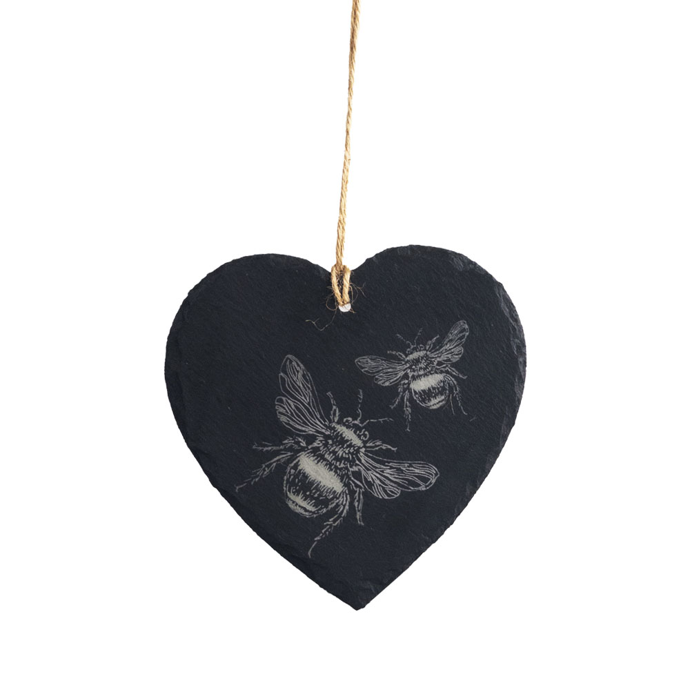 Picture of Slate Decoration - Large Heart - Bee