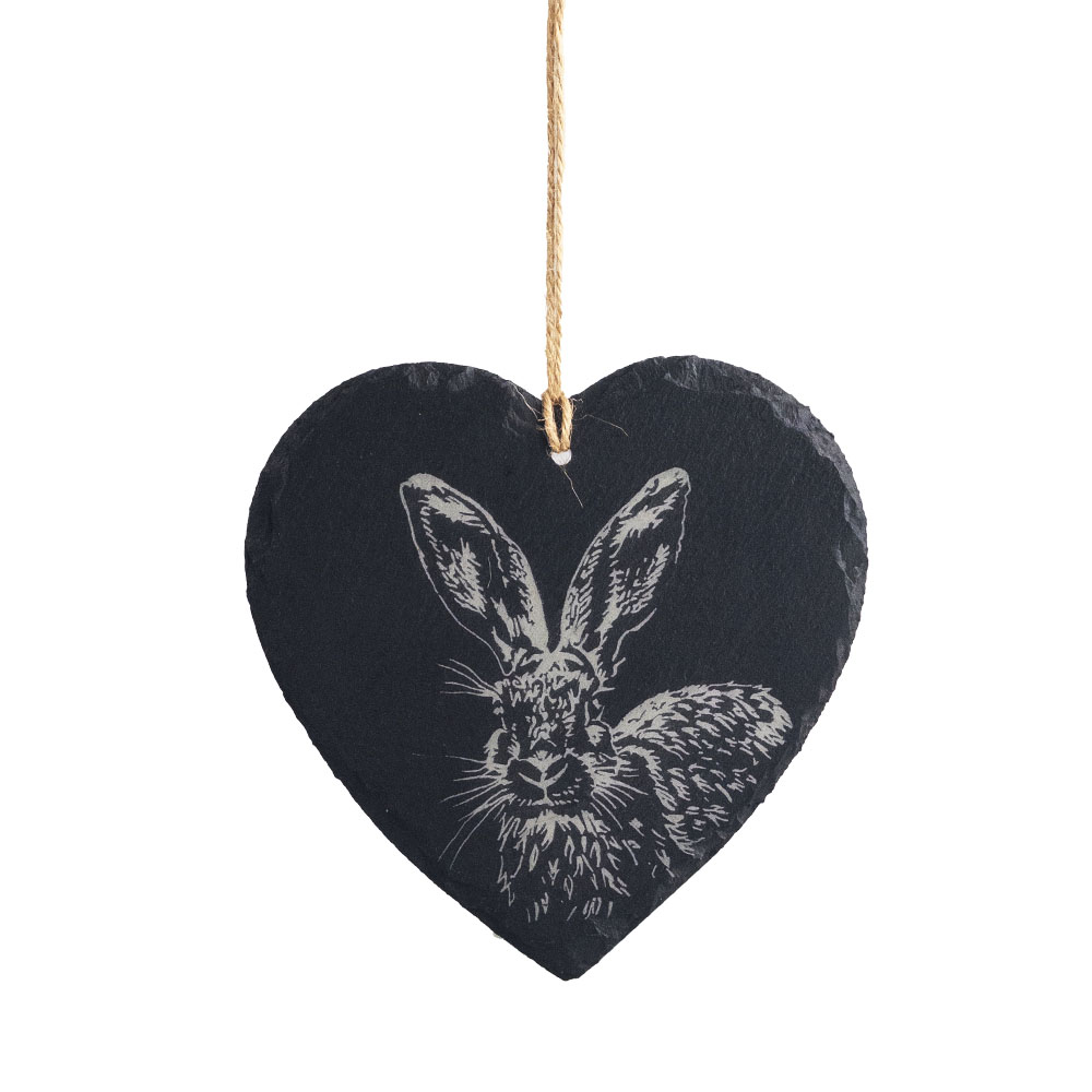 Picture of Slate Decoration - Large Heart - Hare