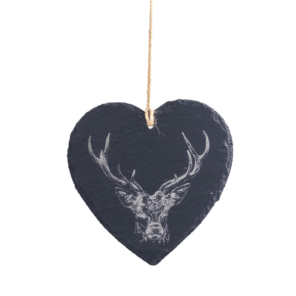 Picture of Slate Decoration - Large Heart -Stag