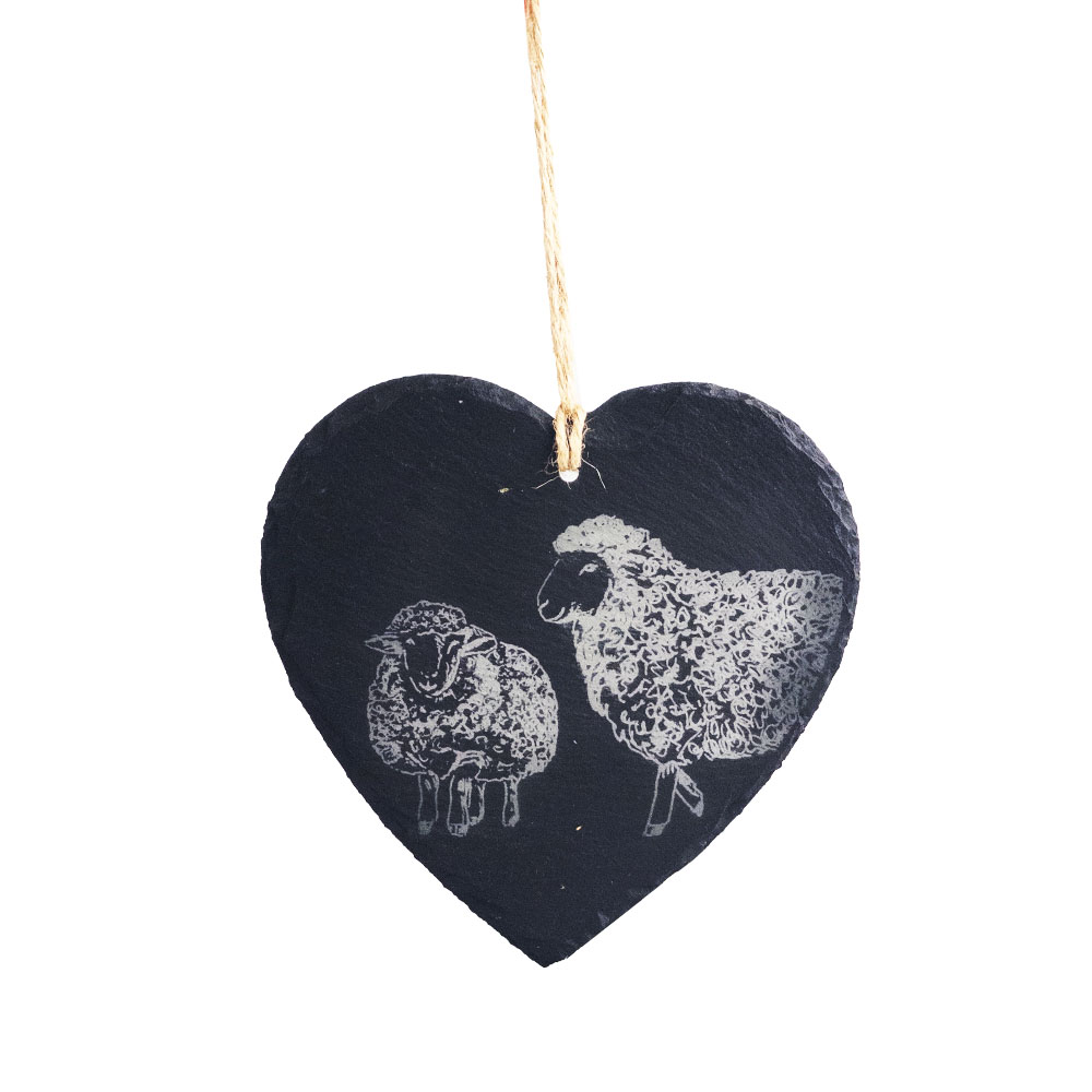 Picture of Slate Decoration - Large Heart - Sheep