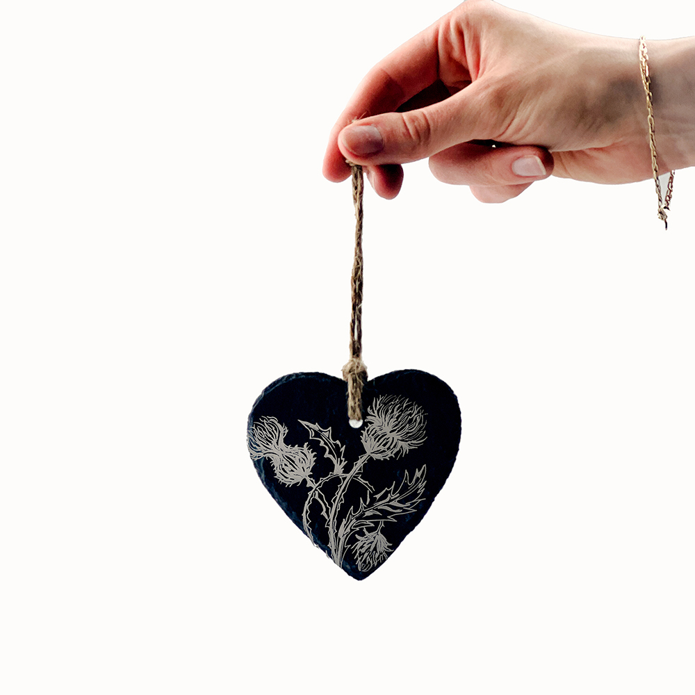 Picture of Slate Decoration -Heart - Thistle Trio