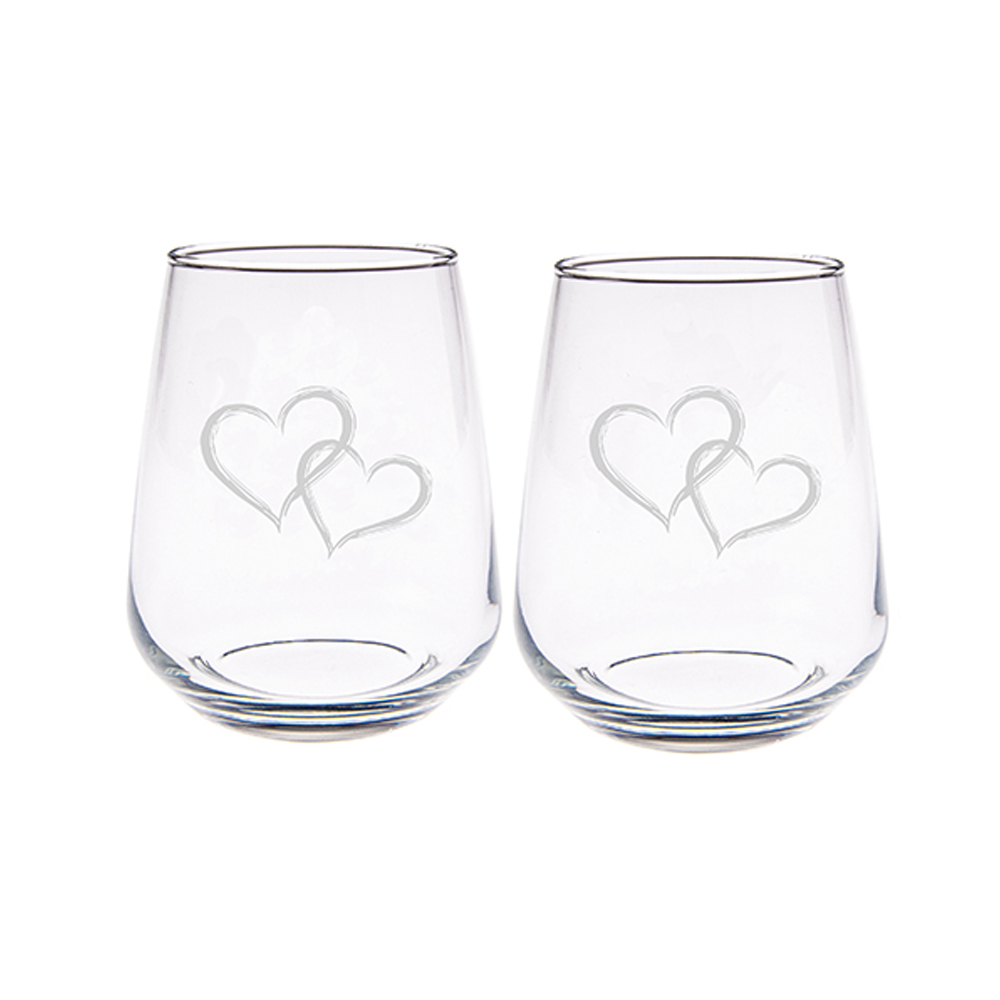 Picture of 2 Stemless Glasses - Love Hearts