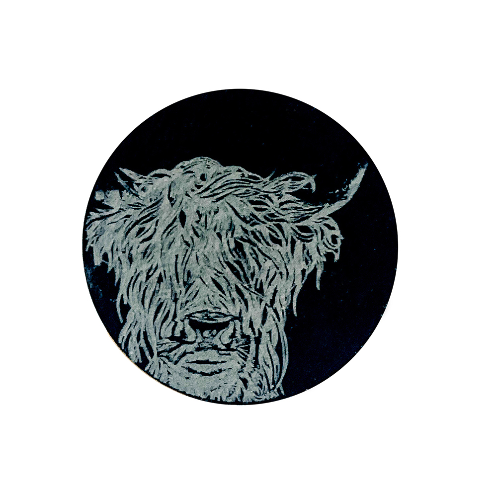 Picture of Slate Magnet - Round - Highland Cow