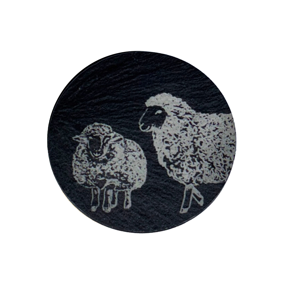 Picture of Slate Magnet - Round -Sheep