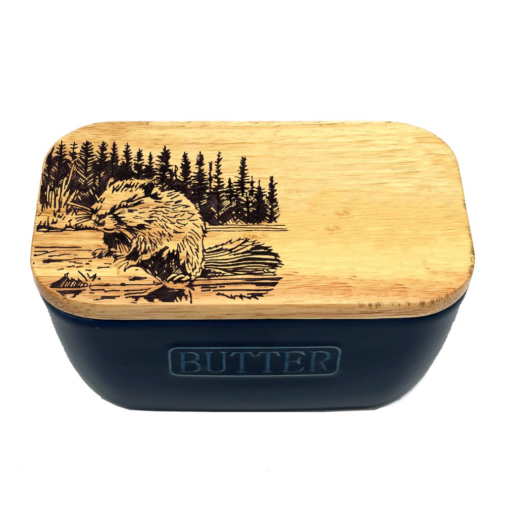 Picture of Blue Butter Dish - Beaver