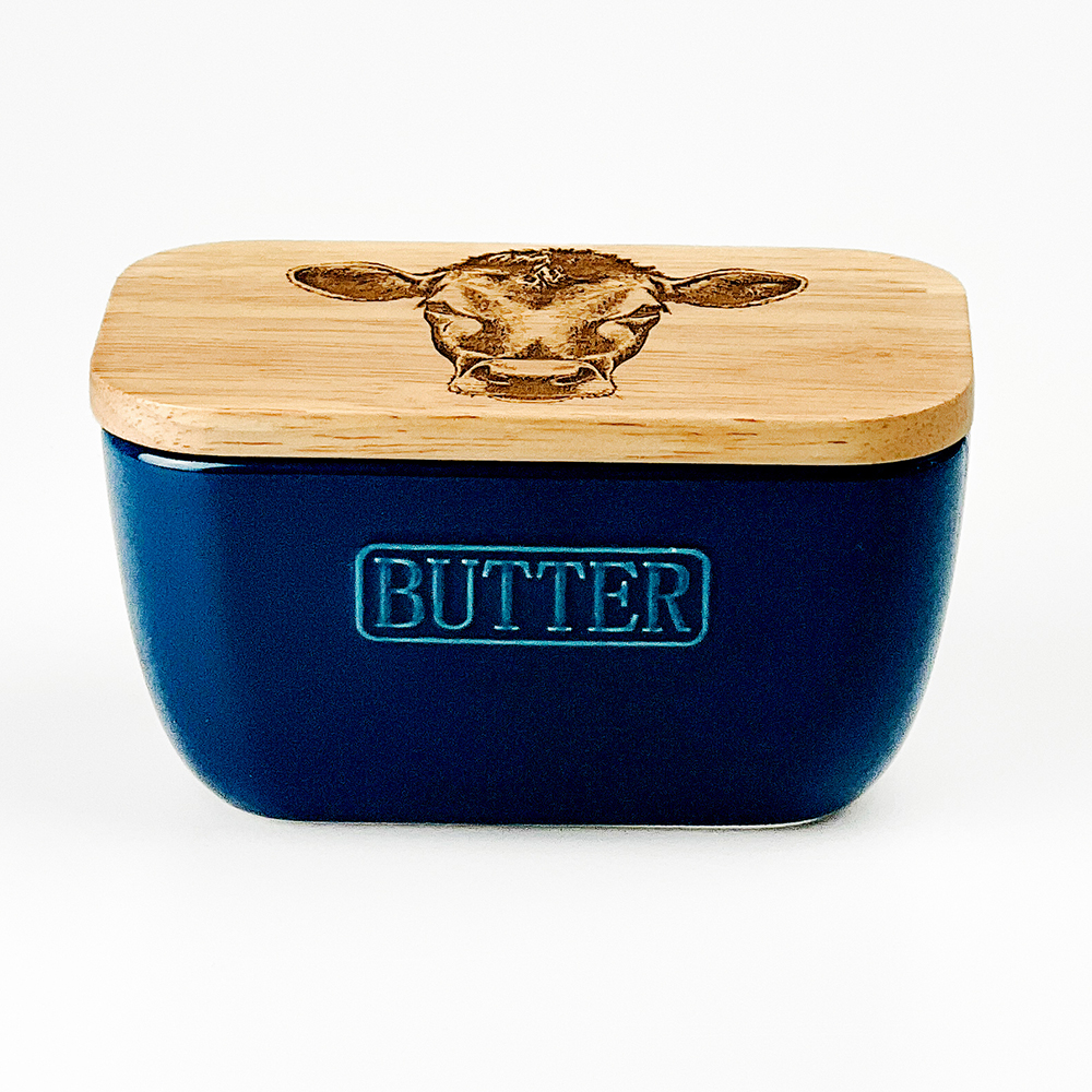 Picture of Blue Butter Dish -  Jersey Cow