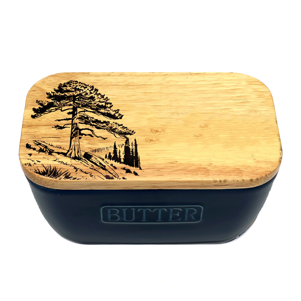 Picture of Blue Butter Dish - Red Cedar Tree