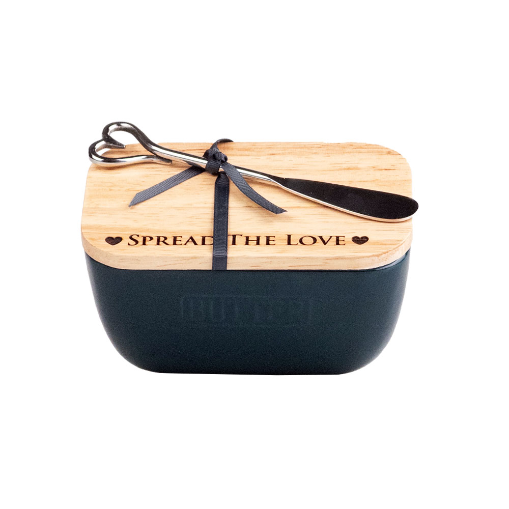 Picture of Blue Butter Dish & Knife Set - Spread The Love