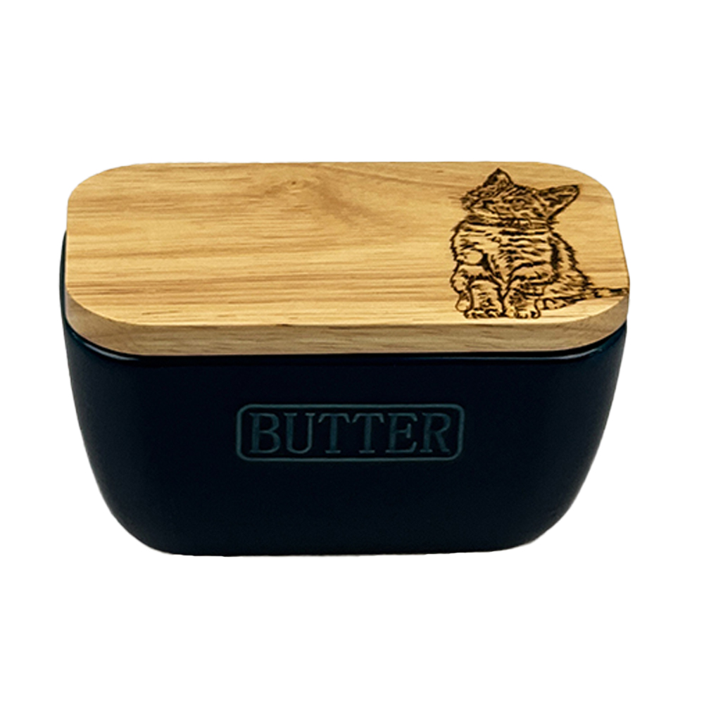 Picture of Blue Butter Dish – Tabby Cat