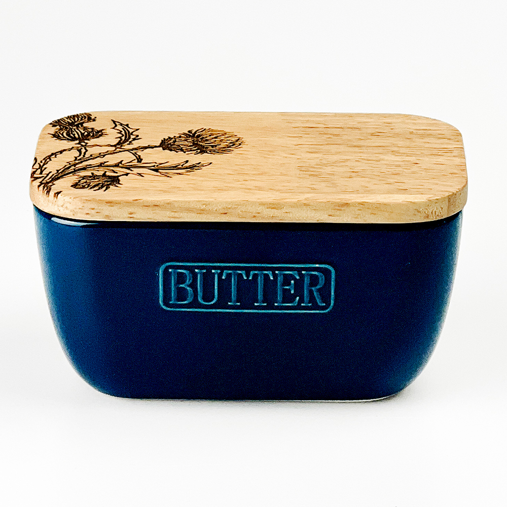 Picture of Blue Butter Dish - Thistle Trio