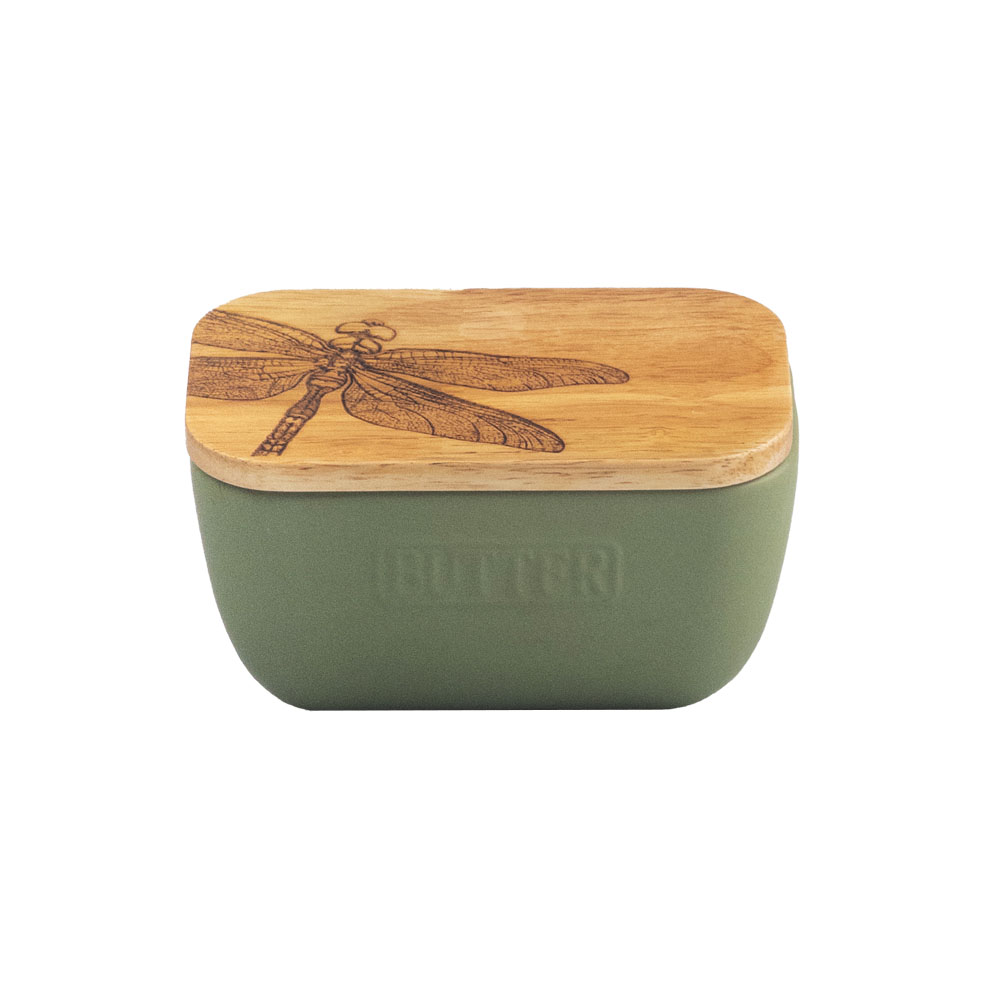Picture of Sage Green Butter Dish - Dragonfly