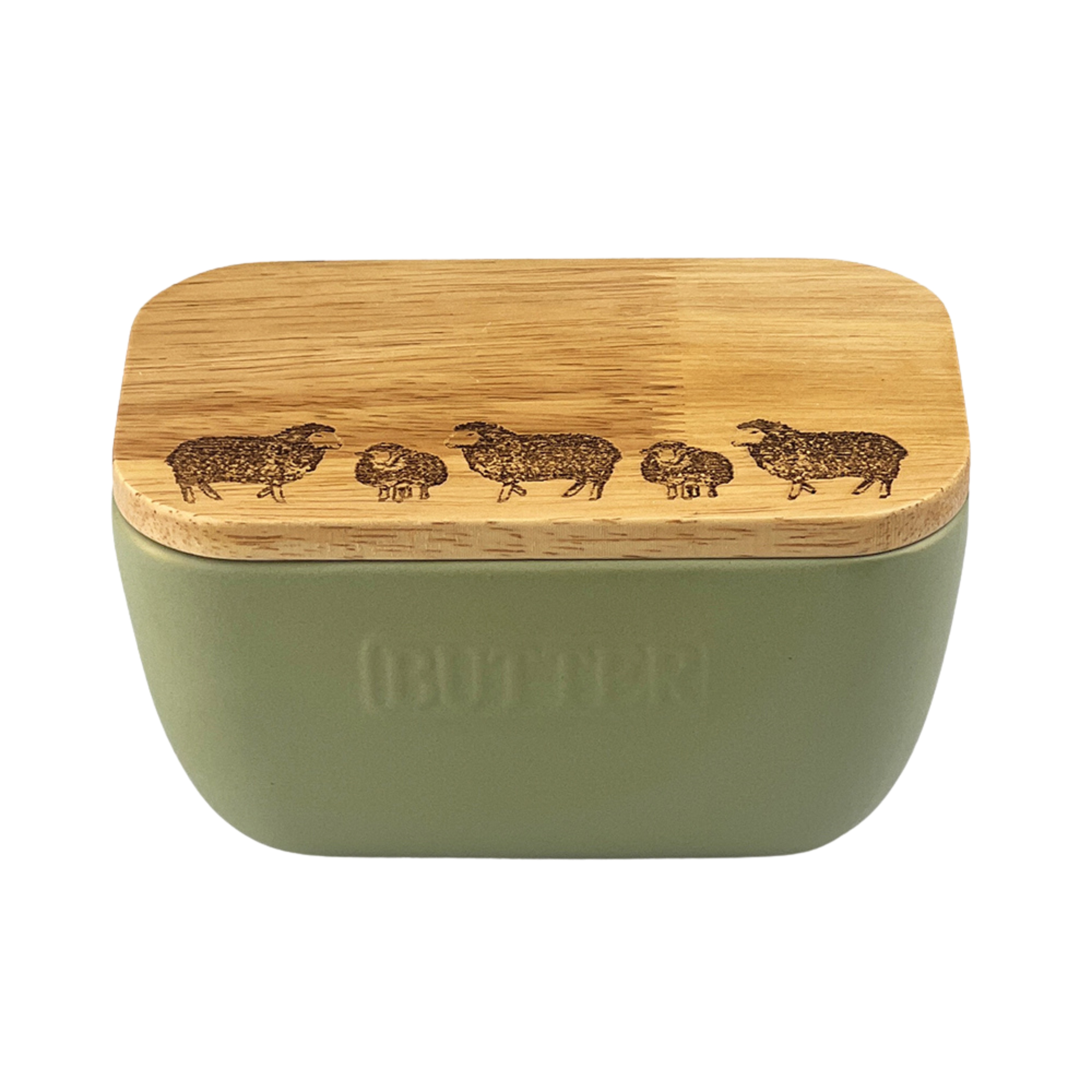Picture of Sage Green Butter Dish – Sheep