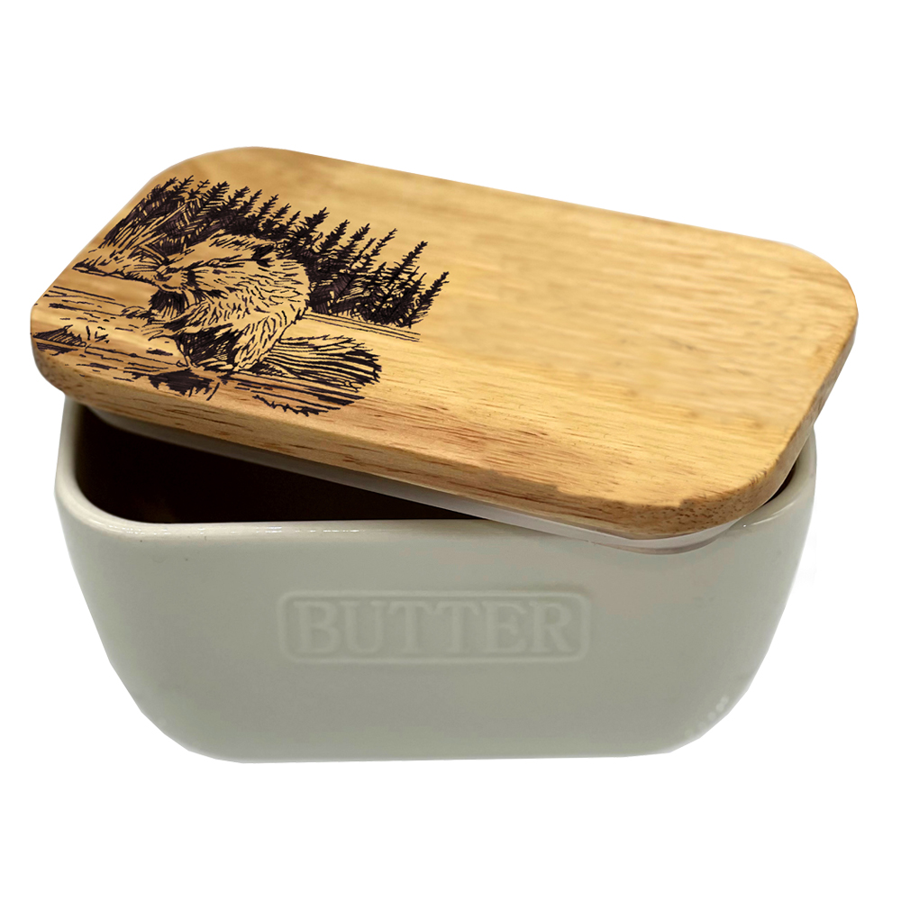 Picture of White Butter Dish - Beaver