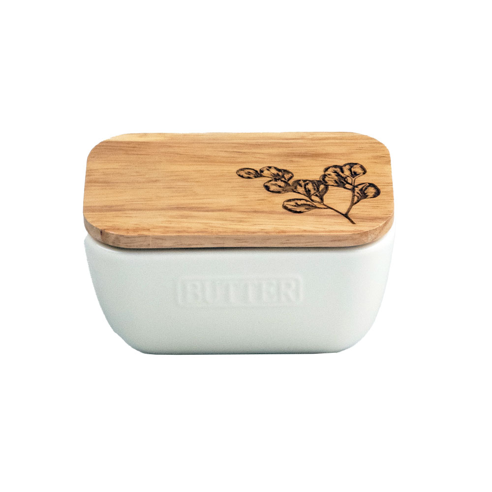 Picture of White Butter Dish - Flora