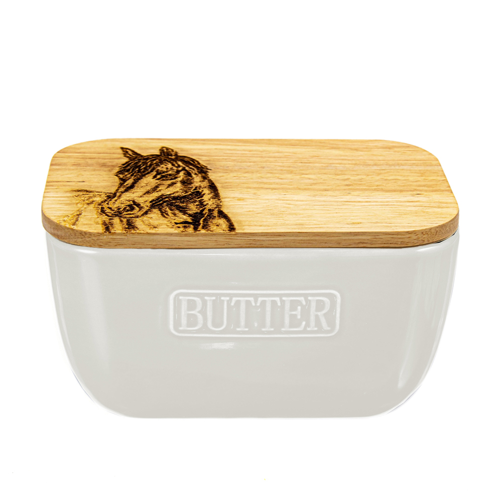 Picture of Horse Portrait White Butter Dish