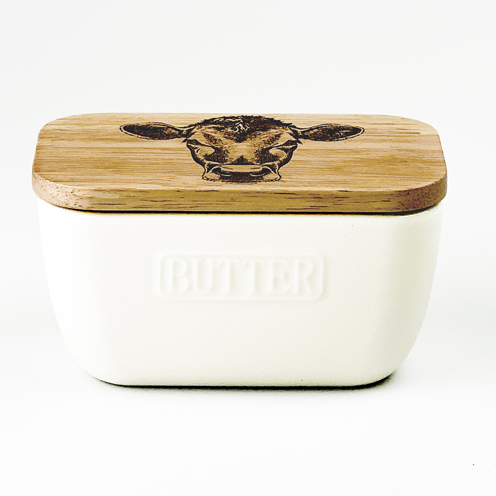 Picture of White Butter Dish - Jersey Cow
