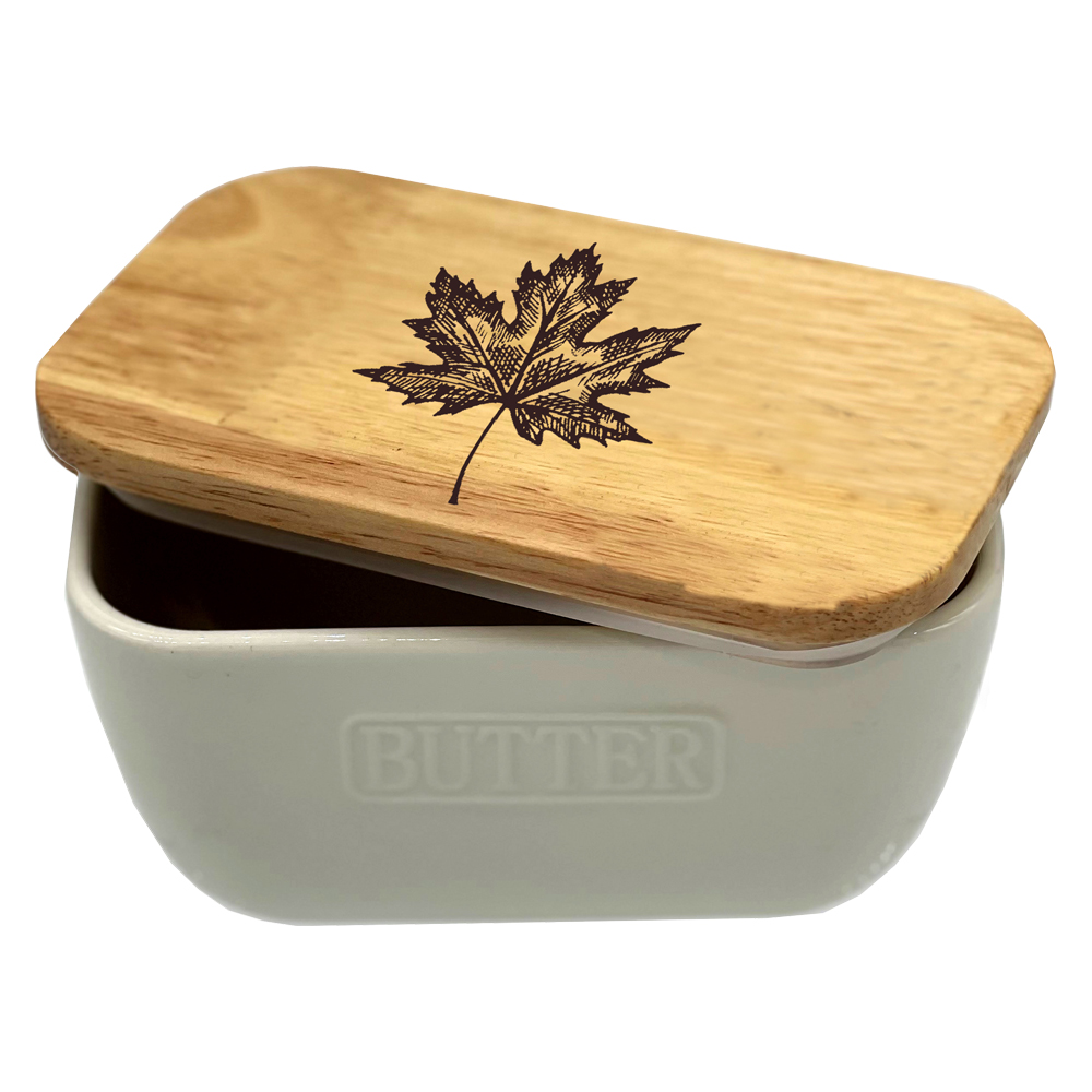 Picture of White Butter Dish - Maple Leaf