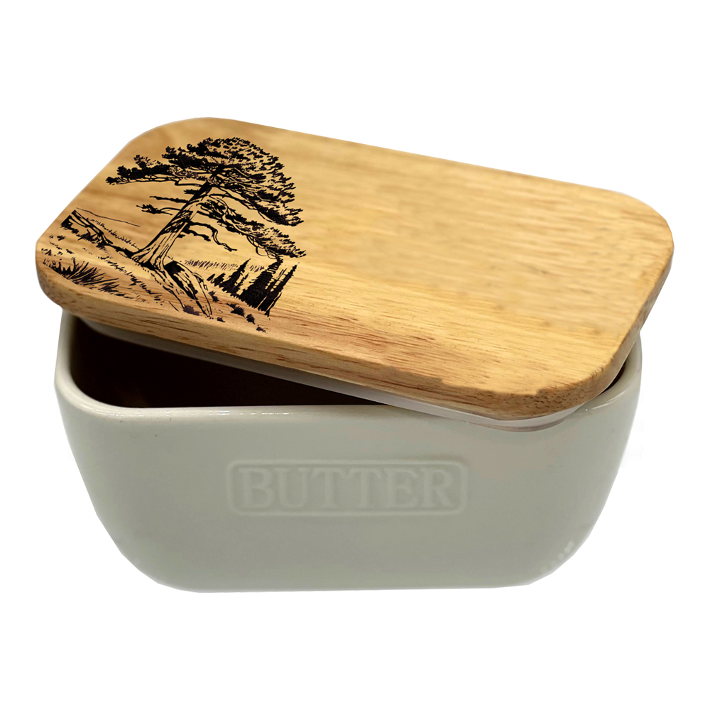 Picture of White Butter Dish - Red Cedar Tree