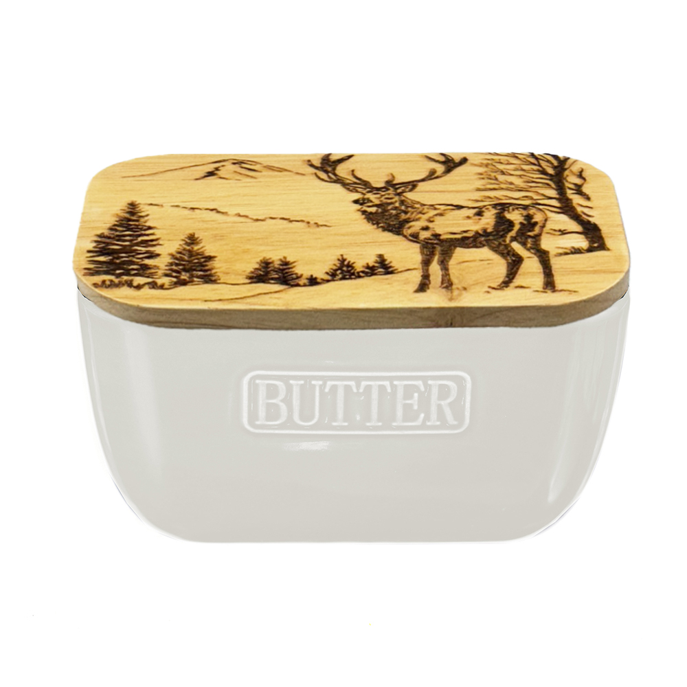 Picture of White Butter Dish – Scenic Stag