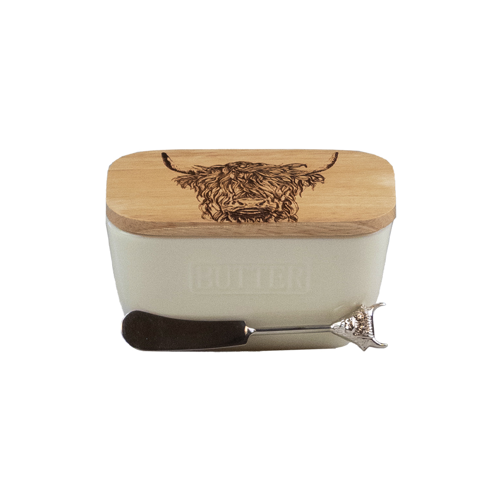 Picture of White Butter Dish & Knife Set - HC