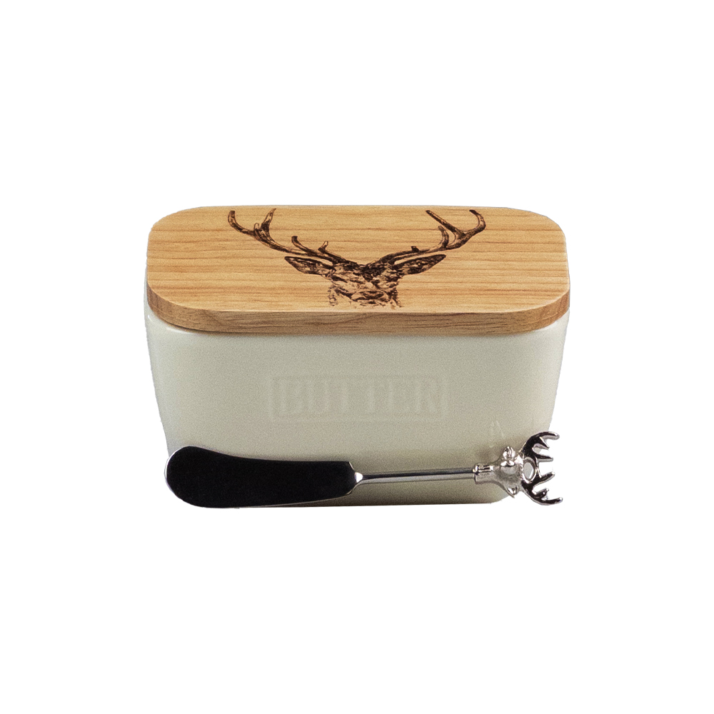 Picture of Butter Dish & Knife Set - Stag