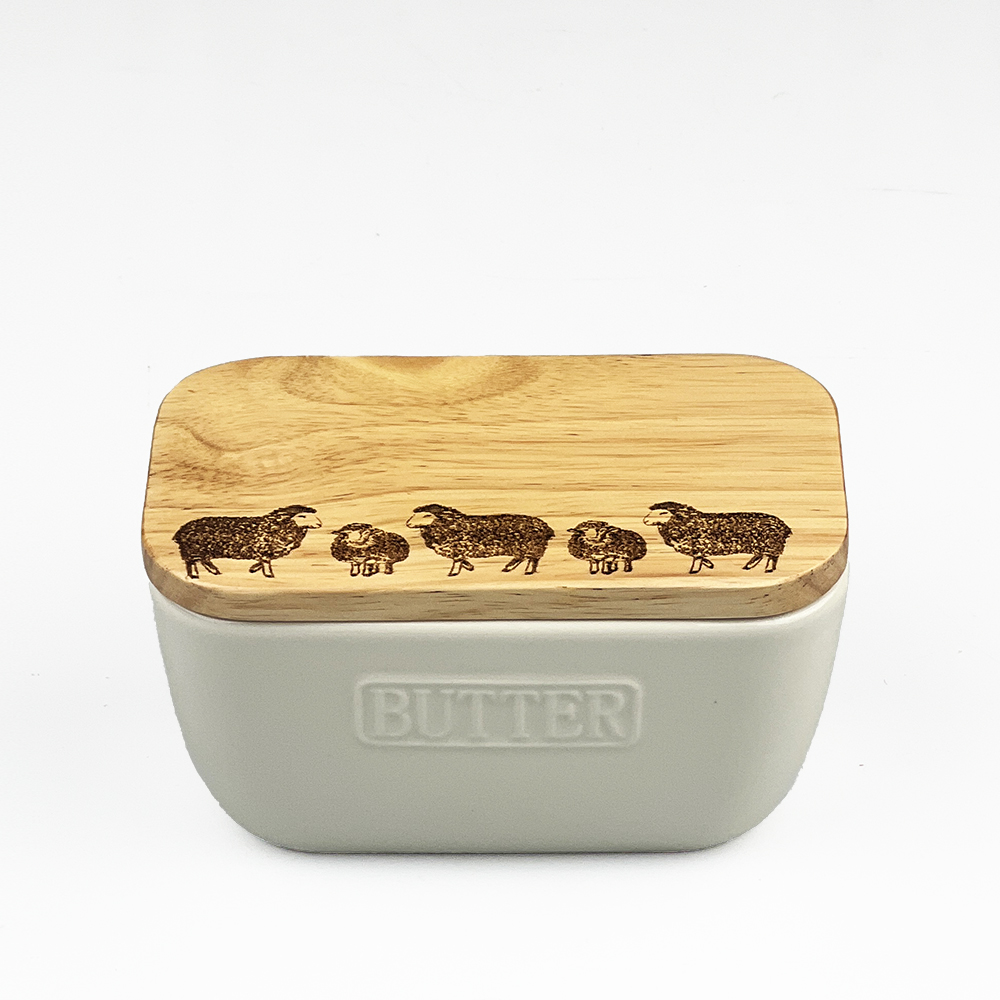 Picture of White Butter Dish - Sheep