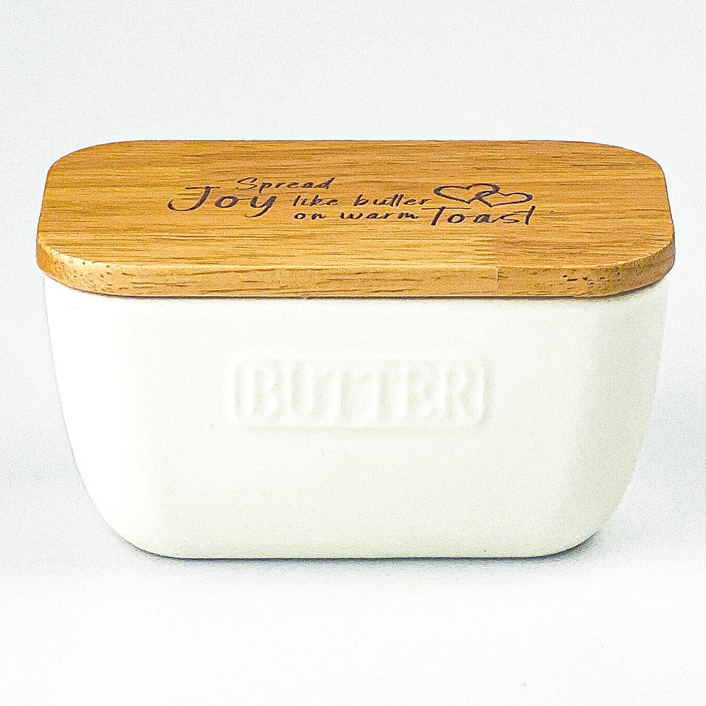 Picture of White Butter Dish - Spread Joy