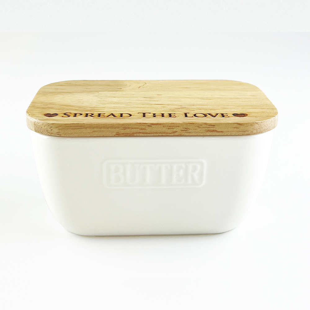 Picture of Spread The Love Oak & Cermic White Butter Dish