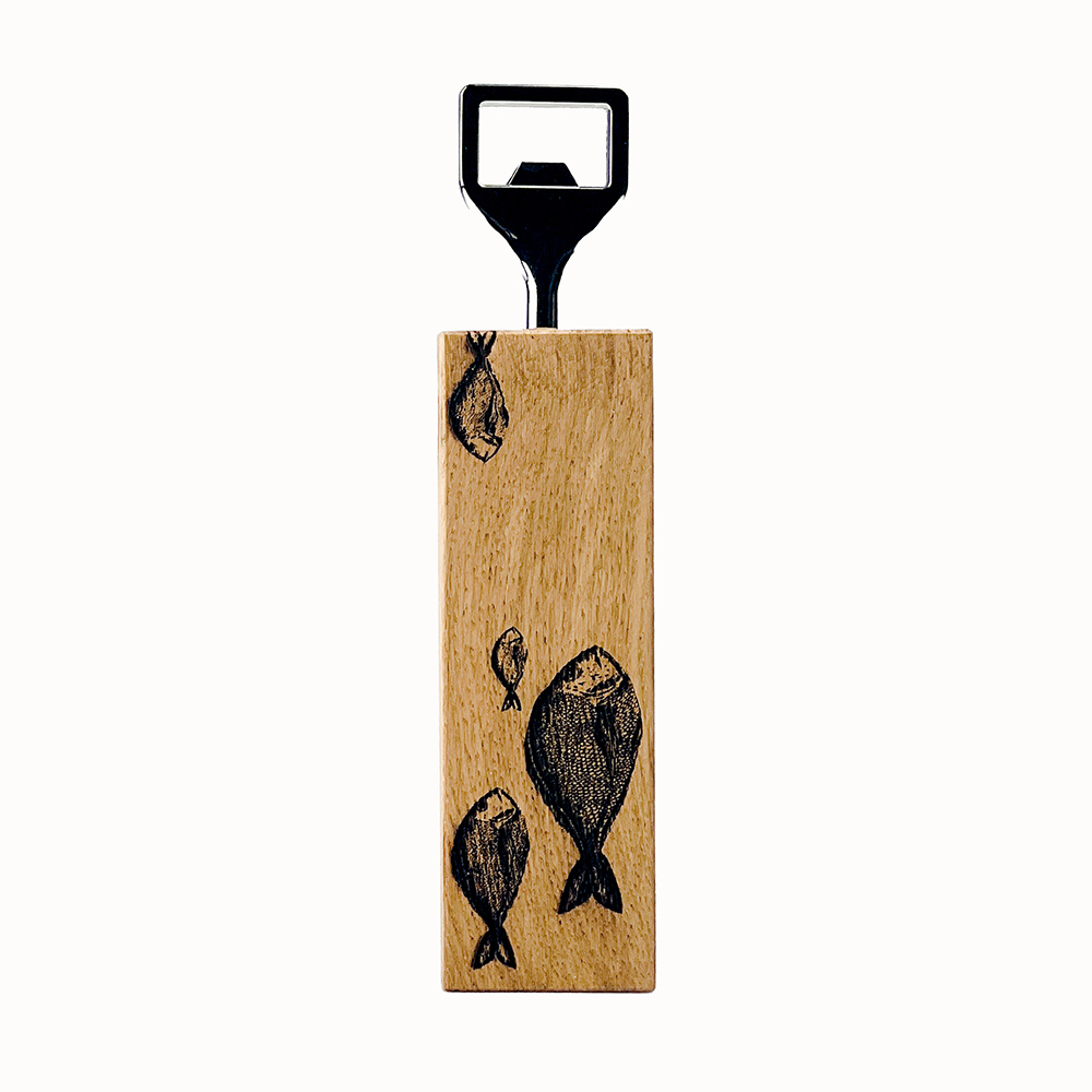 Picture of Oak Bottle Opener - Fish Repeat