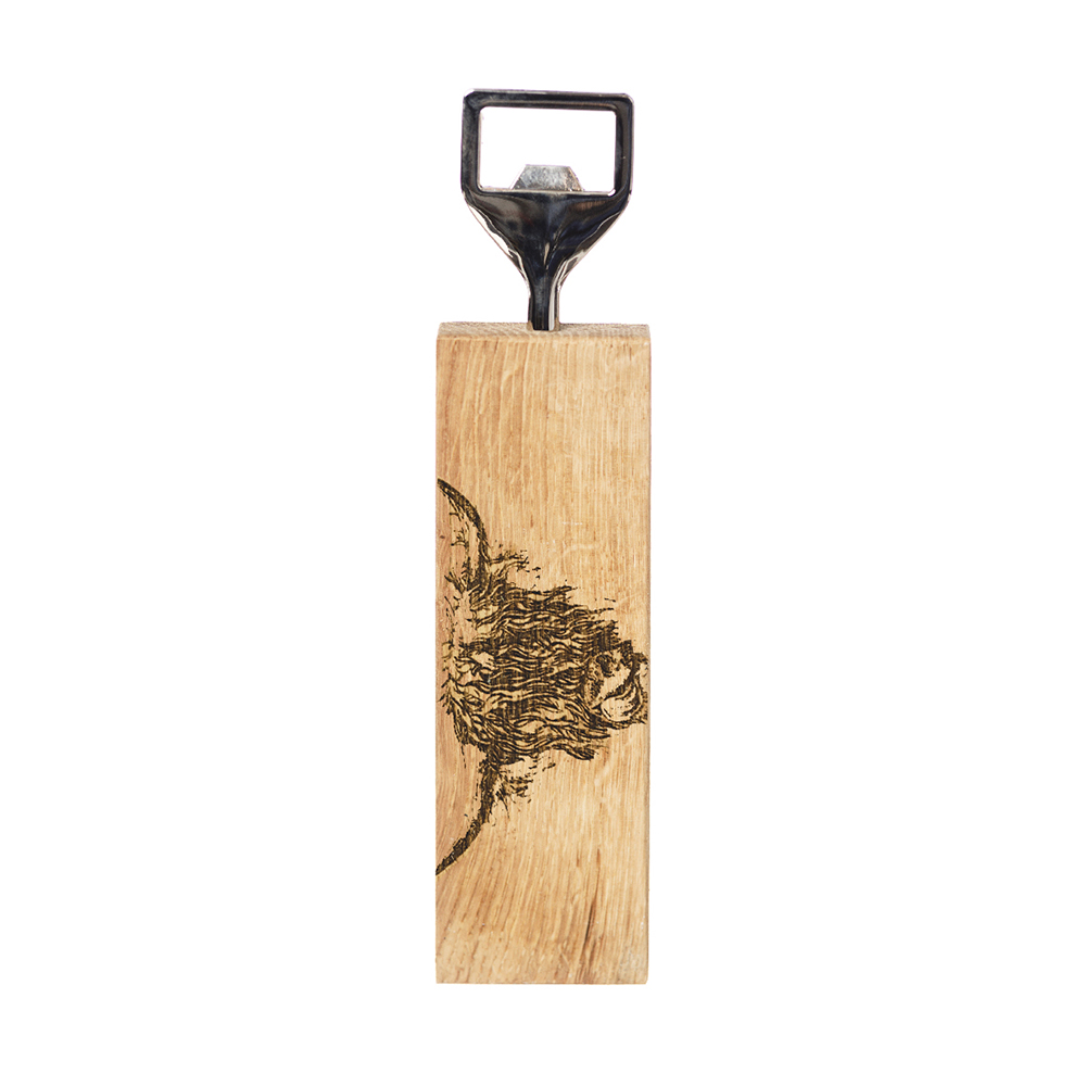 Picture of Highland Cow Oak Bottle Opener