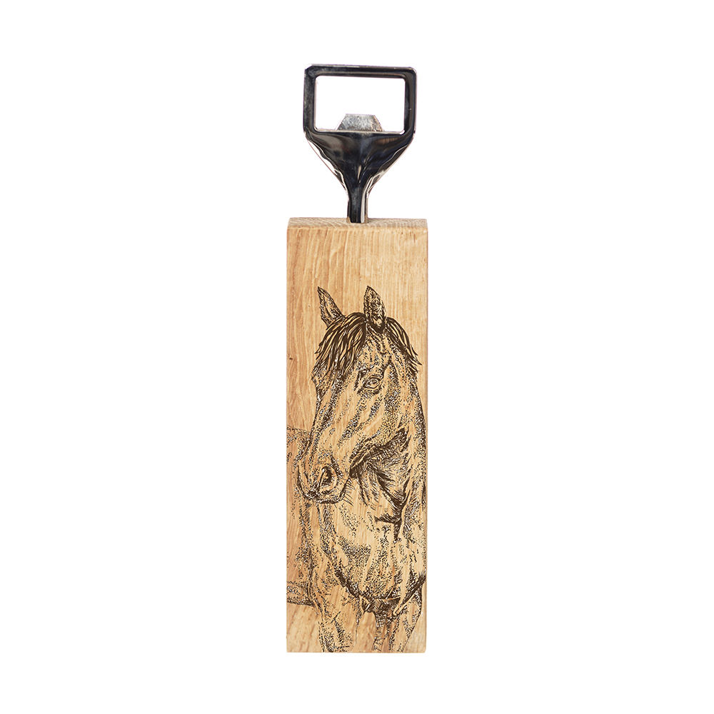 Picture of Horse Portrait Oak Bottle Opener