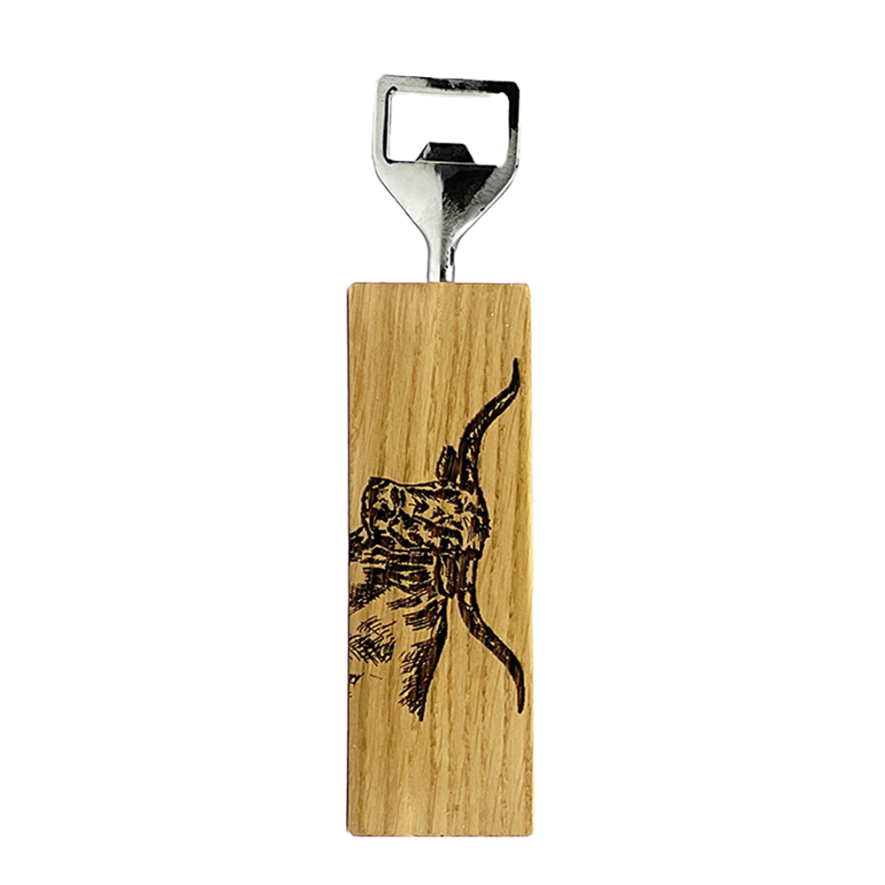 Picture of Oak Bottle Opener - Texas Longhorn