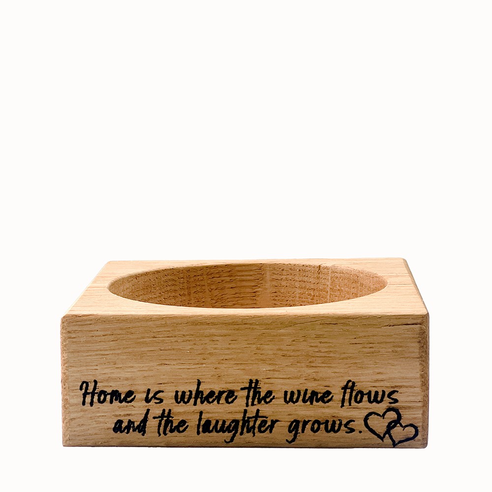 Picture of Oak Wine Bottle Coaster - Home is Where the Wine F