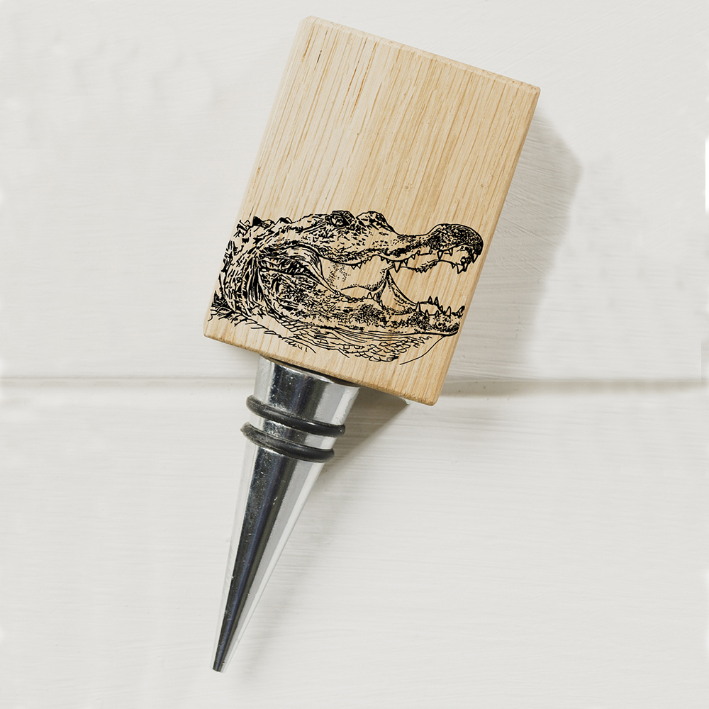 Picture of Oak Bottle Stopper - Alligator