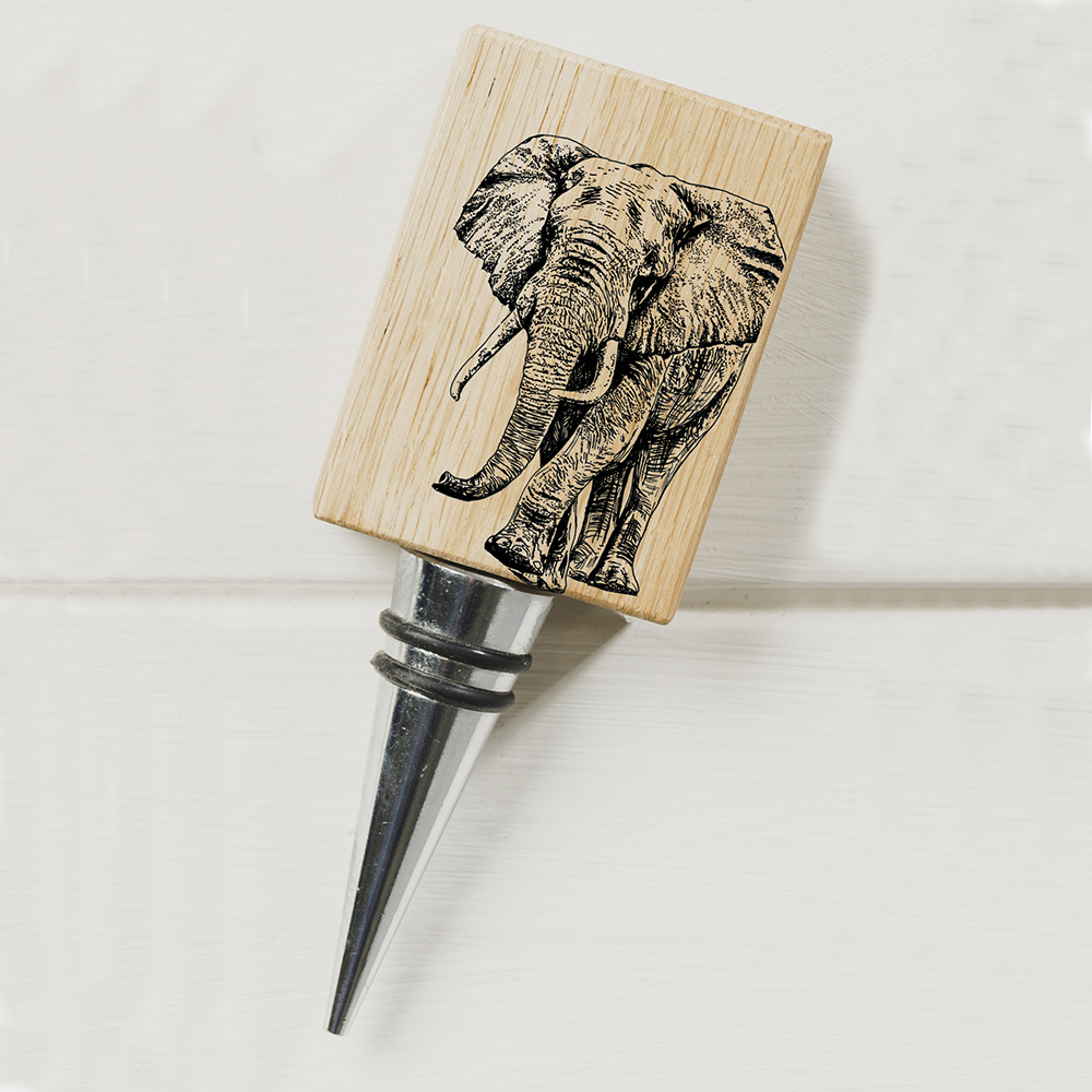 Picture of Oak Bottle Stopper - Elephant