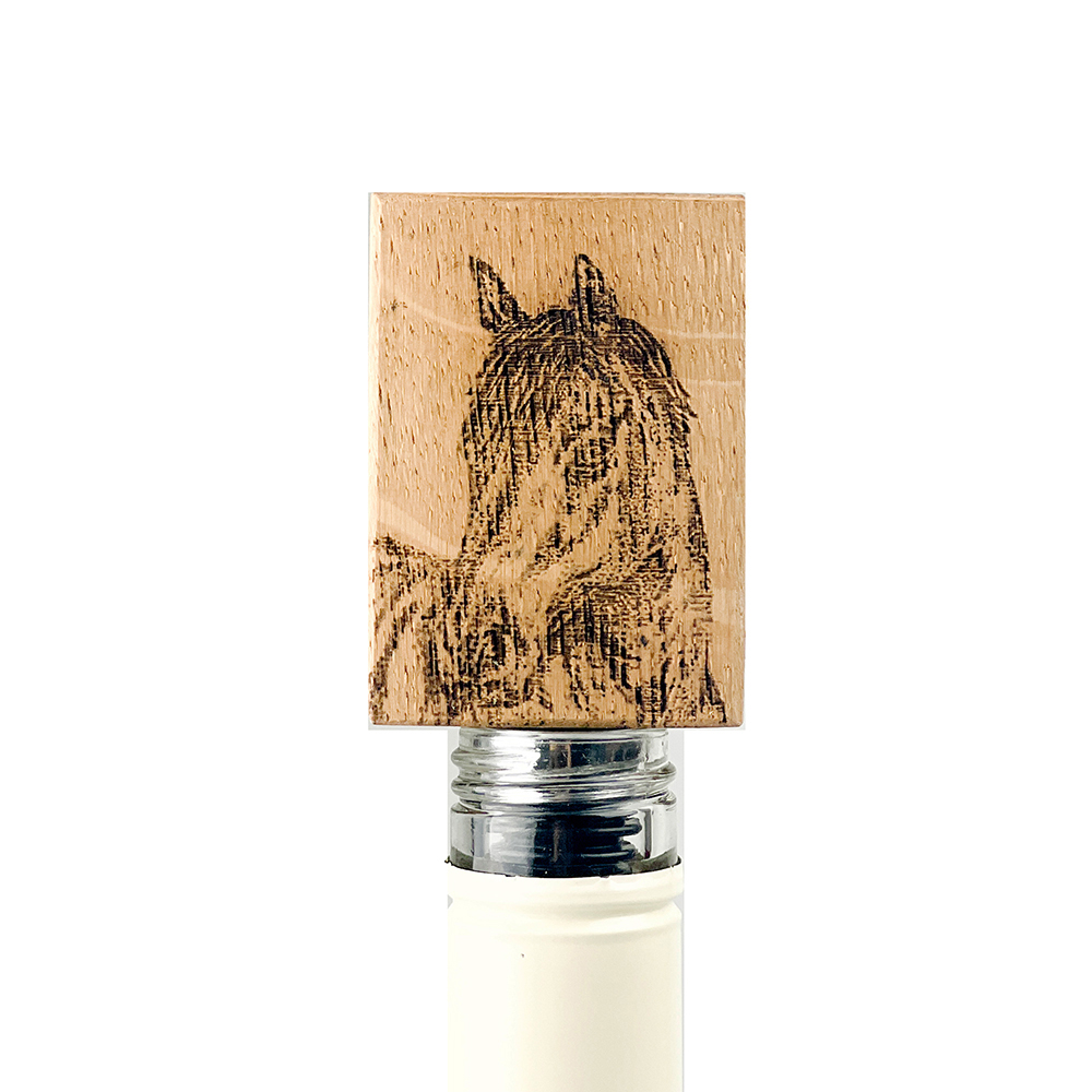 Picture of Horse Portrait Oak Bottle Stopper