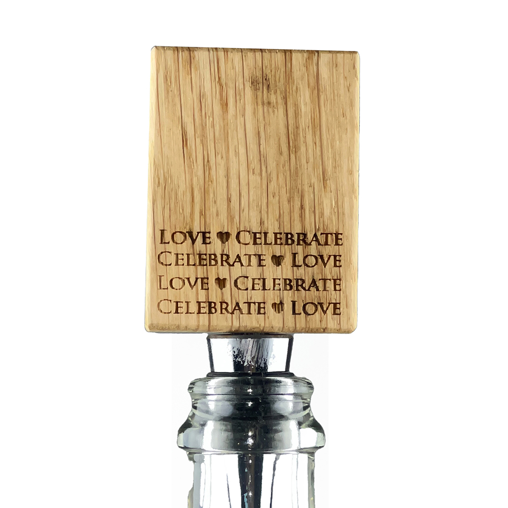 Picture of Love & Celebrate Oak Bottle Stopper